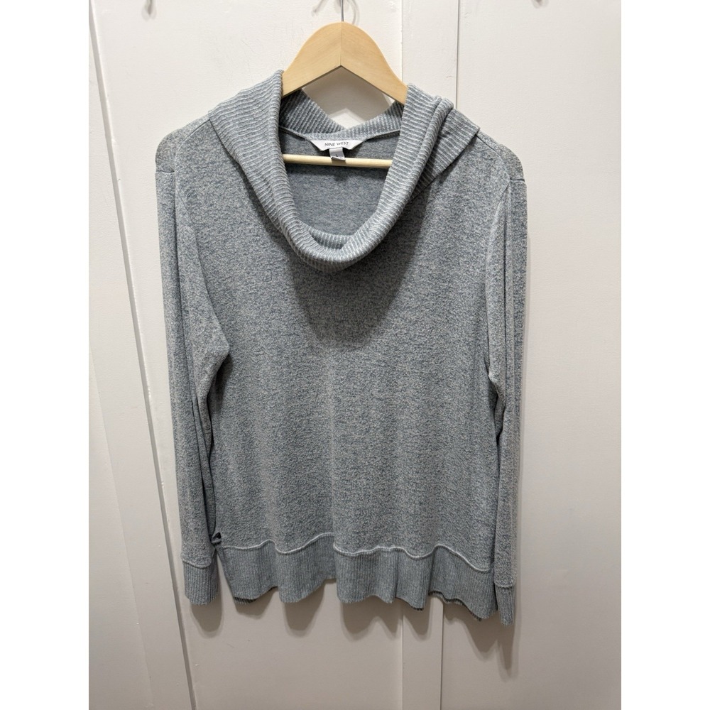 Nine west Cowl Neck Lightweight LongSleeve Sweater Top Size Large Seafoam Casual